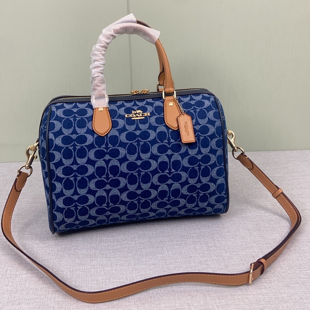 🌵Coach Rowan Large Satchel Bag In Signature Denim Canvas CY699 NWT original Pack - Picture 2 of 9